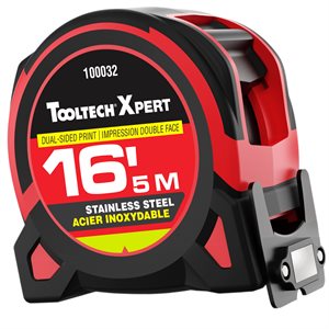 Stainless Steel Tape Measure 16ft (5m) x 1in Metric / Imperial Double Sided
