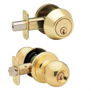 Combination Entry Door Lock Set Polish Brass