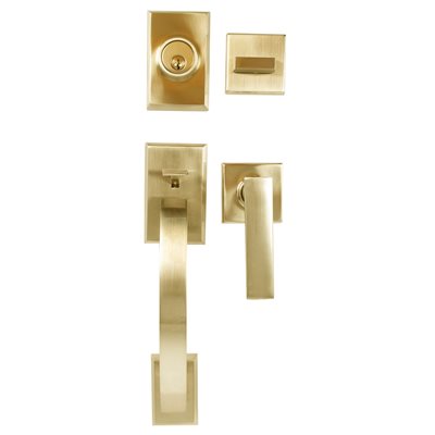 Dummy Door Lock Grip Square Polished Brass (Zinc Alloy)