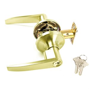 Door Lock Lever Entry Polished Brass