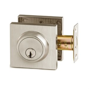 Deadbolt Double Cylinder Square Satin Nickel