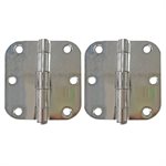 2PC Door Hinge 3in x 3in Round Corner 5 / 8in Chrome Steel Bulk