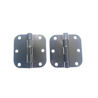 2PC Door Hinge 3in x 3in Round Corner 5 / 8in Pewter Plated Steel