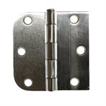 3PC Door Hinge 3in x 3in Round Corner 5 / 8in & Square Corner Satin Nickel Steel