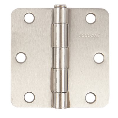 2PC Door Hinge 3in x 3in x 2mm Round Corner ¼in Brushed Nickel Steel