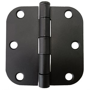 2PC Door Hinge 3 ½ in x 3 ½ in Round Corner 5 / 8in Black Steel