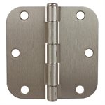 2PC Door Hinge 3 ½ in x 3 ½ in Round Corner 5 / 8in Satin Nickel Steel