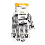 1dz. Knitted Poly / Cotton Gloves White With Black PVC Dots (M)