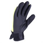 1 Pair Mechanic Gloves Green / Black With PU Palm Black & Reflective Strap (OSFA)