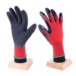 1dz. Knitted Spandex Gloves Red With Nitrile Sandy Latex Palm Black (OSFA)