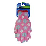 1dz. Knitted Polyester Garden Gloves Pink With PVC Dots (S)