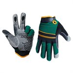 1 Pair Super Gripper Contractor Gloves Green / Black With Synthetic Leather Palm Gray(L)