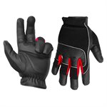 1 Pair Contractor Gloves Anti-Vibe Black / Red With PU Palm Black (XL)