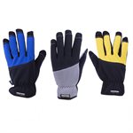 Gloves Work Multipurpose Mesh Suede High Grip Asst Colours 3pk