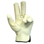 1 Pair Unlined Pigskin Driver Gloves Elastic Cuff Cotton Hem (M)