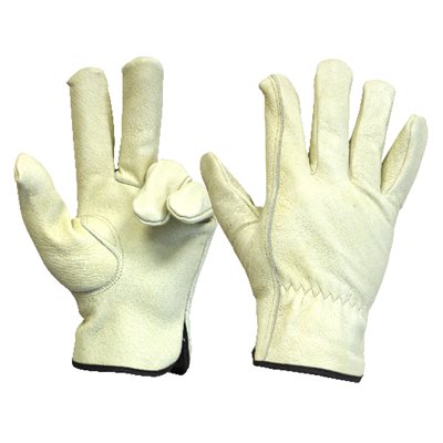 1 Pair Unlined Pigskin Driver Gloves Elastic Cuff Cotton Hem (XL)