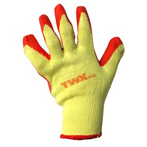 1dz. Knitted Cotton Gloves Yellow Latex Dipped Palm Orange (OSFA)