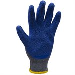Gloves Winter Work Latex Coated Knitted Cotton Gray / Blue 12Pairs (M)