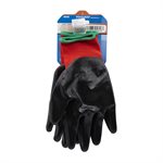 1dz. Knitted Polyester Gloves Red With Nitrile Black PU Palm (L)