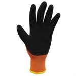 1dz. Knitted Polyester Gloves Orange With Latex Foam Black Palm (M)
