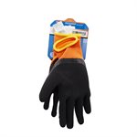 1dz. Knitted Polyester Gloves Orange With Latex Foam Black Palm (M)