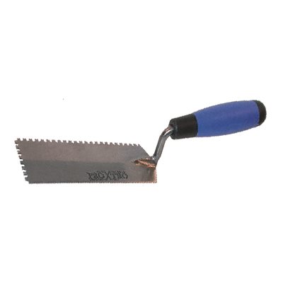 Trowel Notched 6in x 2in (¼in x ¼in SQ Notch) Soft Blue Handle