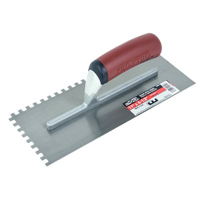 Trowel Notched 11in x 4½in (¼in x ¼in SQ Notch) Red Handle