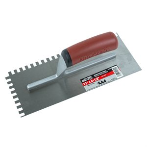 Trowel Notched 11in x 4½in (¼in x 3 / 8in SQ Notch) Red Handle