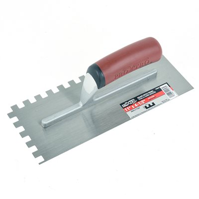 Trowel Notched 11in x 4½in (3 / 8in x 3 / 8in SQ Notch) Red Handle