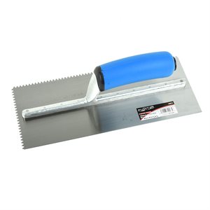Trowel Notched 11in x 4½in (3 / 16in V Notch) Blue Handle