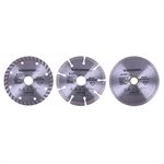 3PC Diamond Saw Blades 4-1 / 2in Set (Segmented / Turbo / Continuous)