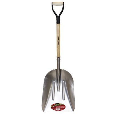 Grain Scoop Shovel 46-1 / 2in x 14-3 / 4in Aluminum Blade Wood D-Handle