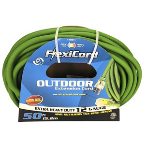 Extension Cord Outdoor SJEOW 12 / 3 1-Outlet Lighted 50ft Green