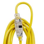 Extension Cord Outdoor SJTW 16 / 3 Lighted Single Tap Yellow15ft / 4.57m
