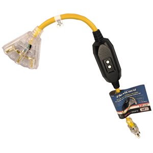 Extension Cord In-line GFCI with Manual Reset AWG 12 / 3 Triple Tap 15Amp / 125V 2ft