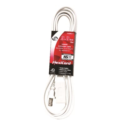 Extension Cord Indoor SPT-2 16 / 2 3-Tap 10ft White