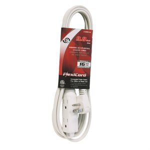 Extension Cord Indoor All Purpose SPT-3 16 / 3 3-Tap 10ft White
