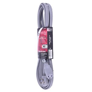 Extension Cord Indoor All Purpose SPT-3 16 / 3 Single-Tap 15ft Grey