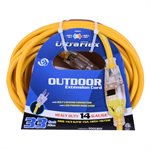 Extension Cord Outdoor SJTW 14 / 3 Single Tap Yellow 10m / 32.8ft