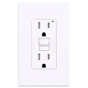 Decora GFCI Receptacle with Wall Plate T / R 15Amp White