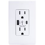 Prise Decora Double avec Port USB Type A&C 15Amp Blanche