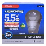 2PK Ampoule LED A19 Dimmable à Base E26 5.5W Blanc Chaud