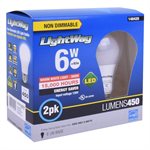 2PK Ampoule LED A19 Non-Dimmable à Base E26 6W Blanc Chaud