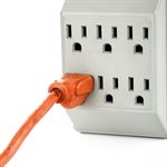 Grounded Wall Adapter 6-Outlet 3 to 3 Prong White
