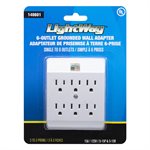 Grounded Wall Adapter 6-Outlet 3 to 3 Prong White