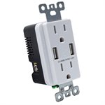 Decora Duplex Receptable With USB Port Type A T / R 15Amp White