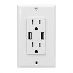 Decora Duplex Receptacle Wall Plate With 2 USB Chargers White