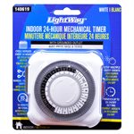 Indoor 24-Hour Mechanical Timer With Grounded Outlet White