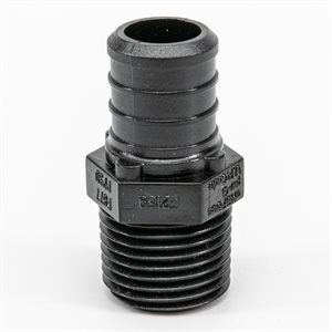 Mâle Adaptateur Barbé À MPT Pex En Poly 3 / 4 x 3 / 4po Noir