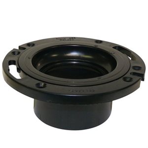 ABS Floor Flange Adj. with Molded in Test Cap 4in x 3in Black